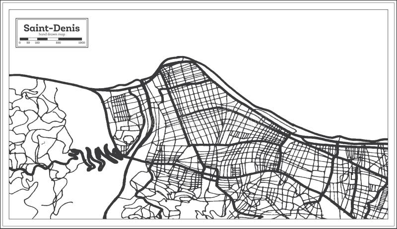 Color blanco y negro del iin de Denis Reunion City Map del santo Ejemplo blanco y negro del vector ilustración del vector Color blanco y negro del iin de Denis Reunion City Map del santo Ejemplo blanco y negro del vector ilustración del vector