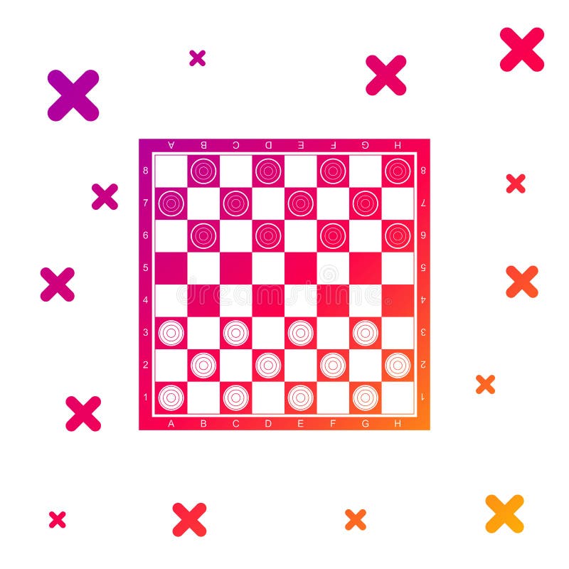 Color Board game of checkers icon isolated on white background. Ancient Intellectual board game. Chess board. White and stock illustration