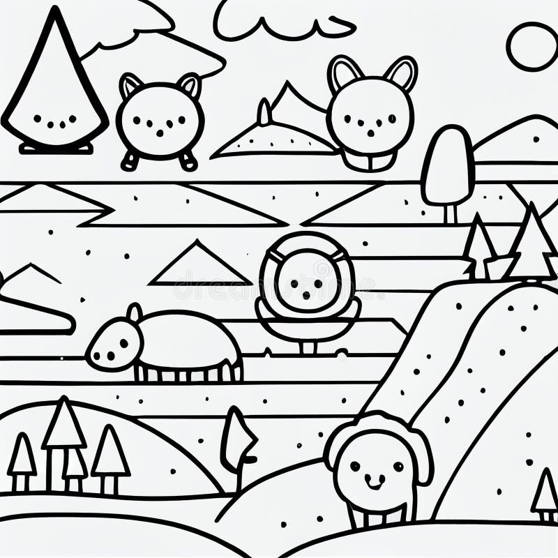 Coloring Doodle and Colorbook, Blank and Color Stock Illustration
