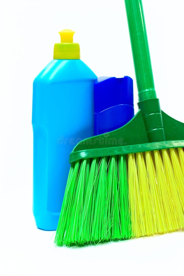 Color Broom and liquid soap jars