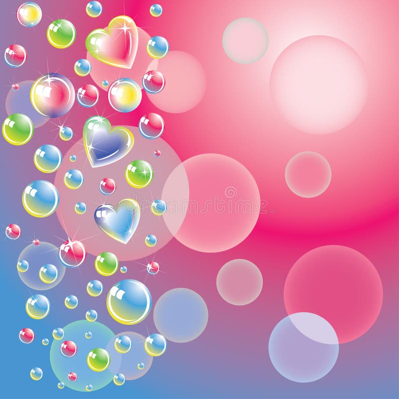 Color bubbles and hearts stock vector. Illustration of water - 18271439