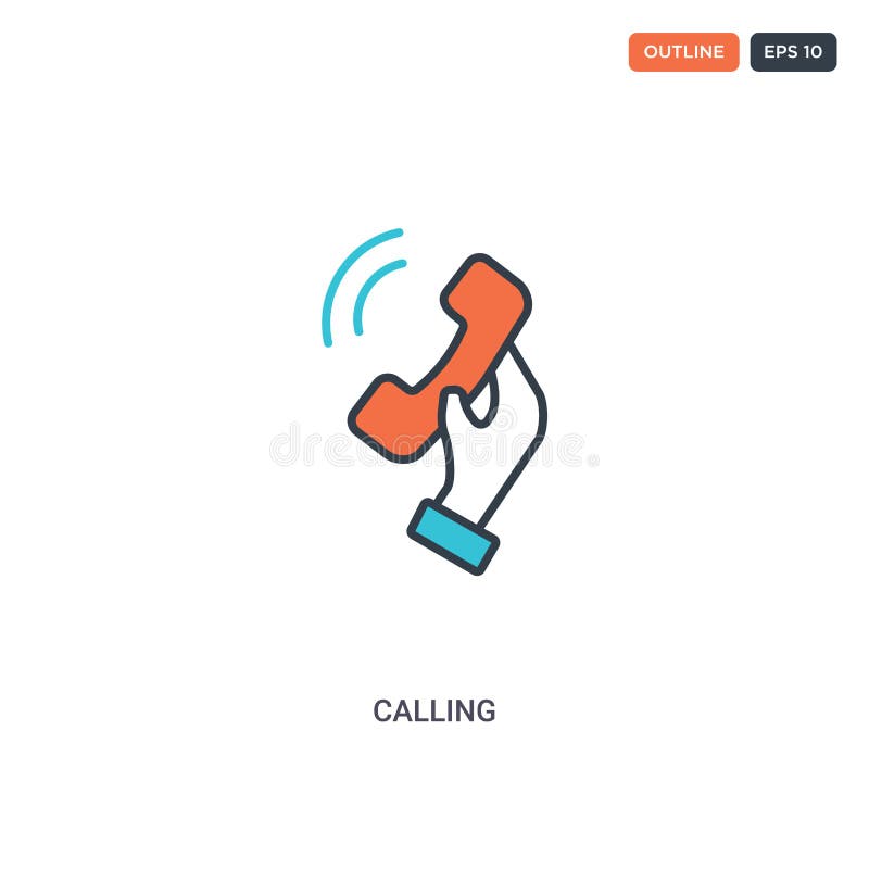2 color Calling concept line vector icon. isolated two colored Calling outline icon with blue and red colors can be use for web vector illustration