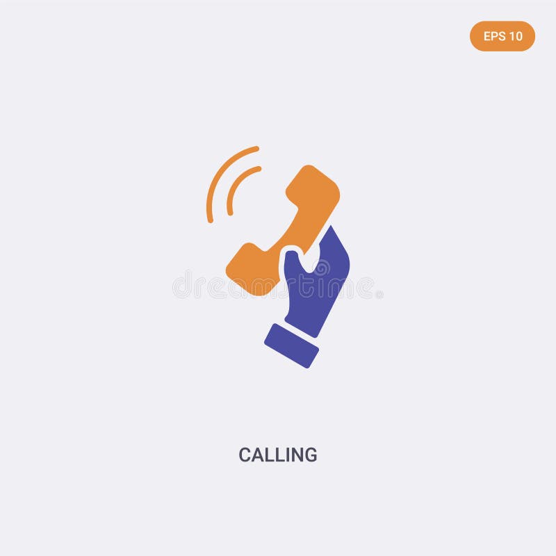 2 color Calling concept vector icon. isolated two color Calling vector sign symbol designed with blue and orange colors can be use royalty free illustration