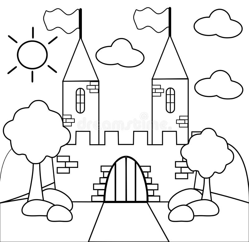 Coloring the castle in black and white