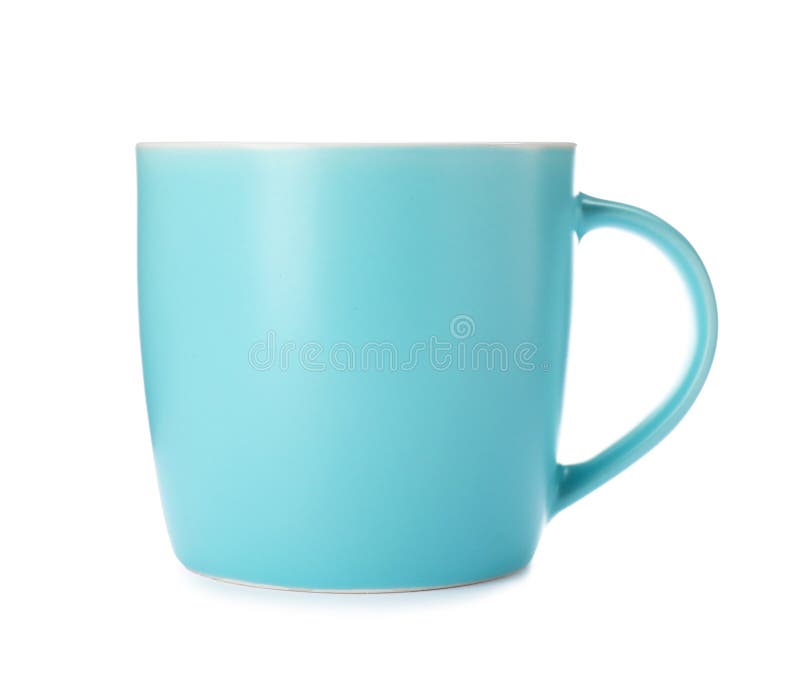 Color Ceramic Cup Isolated on White Stock Photo Image of cyan, office