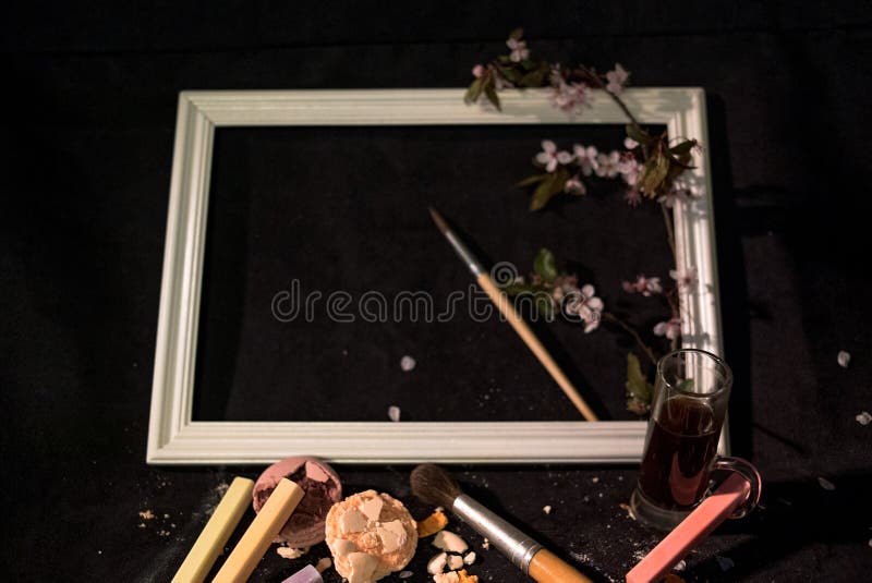 Color Chalk Pencils Art and Food. Stock Image Image of estate