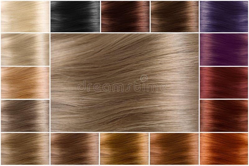 Hair colors palette. Tints. Dyed hair color sample Stock Photo