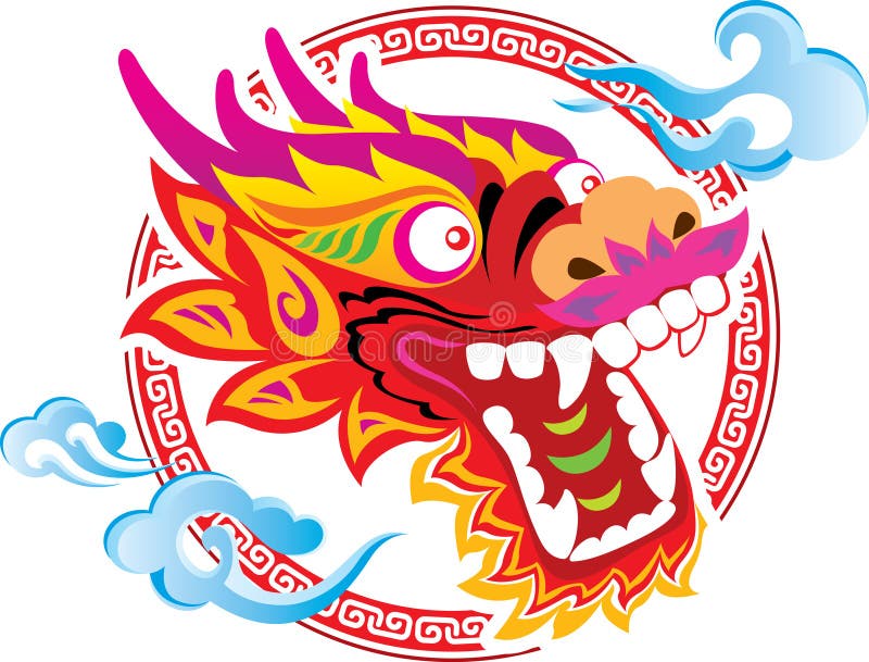 Color Chinese Dragon Head art design