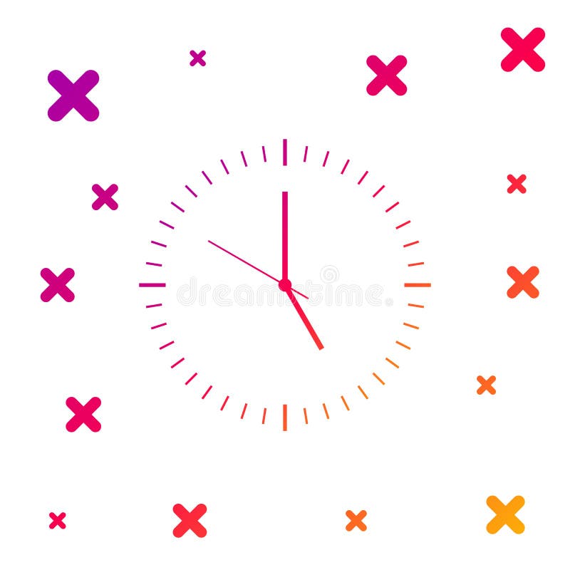 Color Clock icon isolated on white background. Time icon. Gradient random dynamic shapes. Vector royalty free illustration