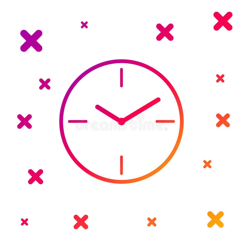 Color Clock icon isolated on white background. Time symbol. Gradient random dynamic shapes. Vector royalty free illustration