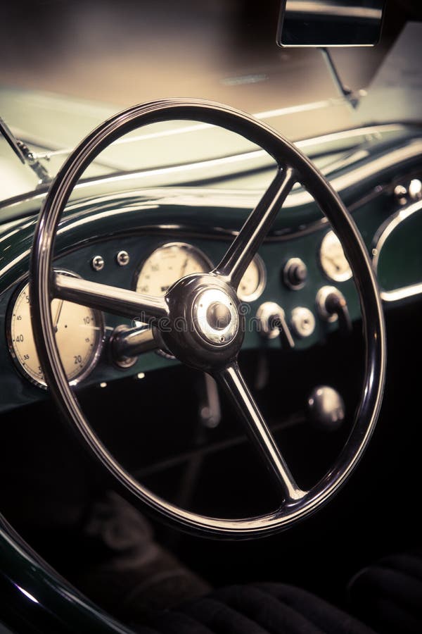 Steering Wheel of an Old Classic Car Stock Photo Image of ancient