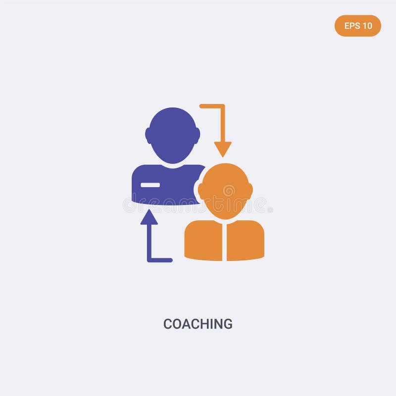 2 color coaching concept vector icon. isolated two color coaching vector sign symbol designed with blue and orange colors can be
