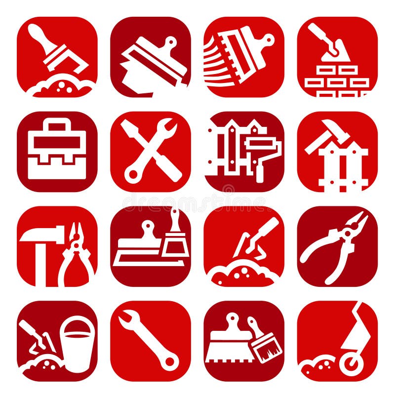 Color construction and repair icons set vector illustration