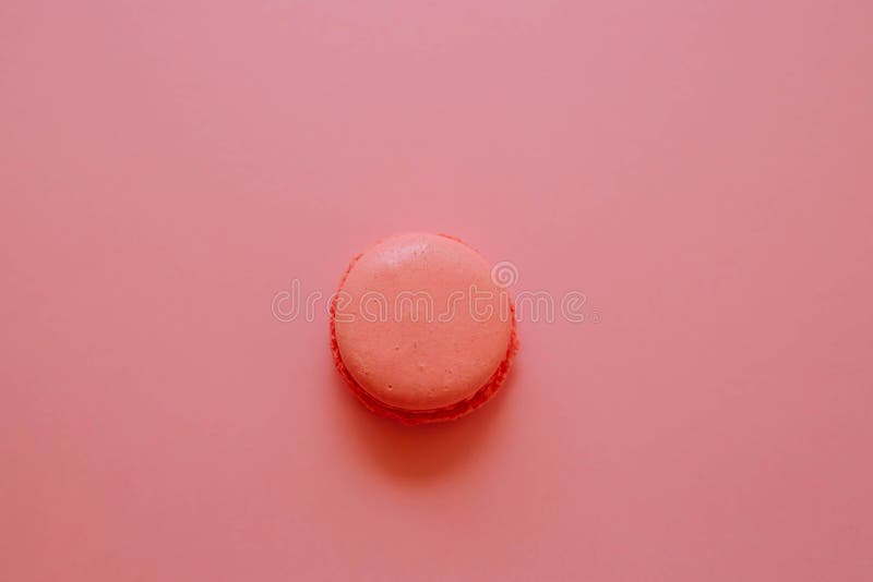 Color coralino de los macarrones en un fondo rosado fotografía de archivo libre de regalías Color coralino de los macarrones en un fondo rosado fotografía de archivo libre de regalías