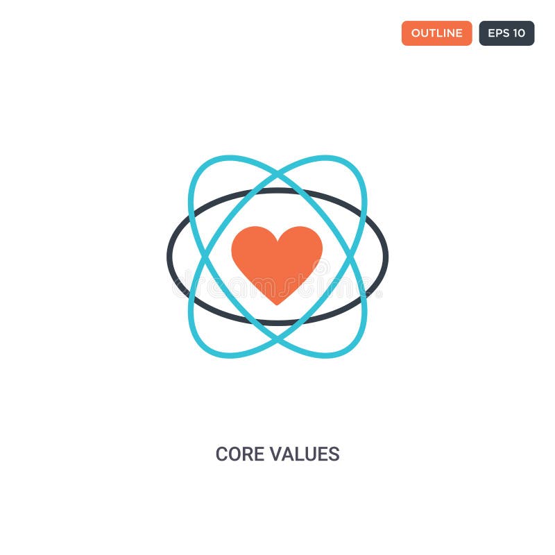 2 color Core Values concept line vector icon. isolated two colored Core Values outline icon with blue and red colors can be use