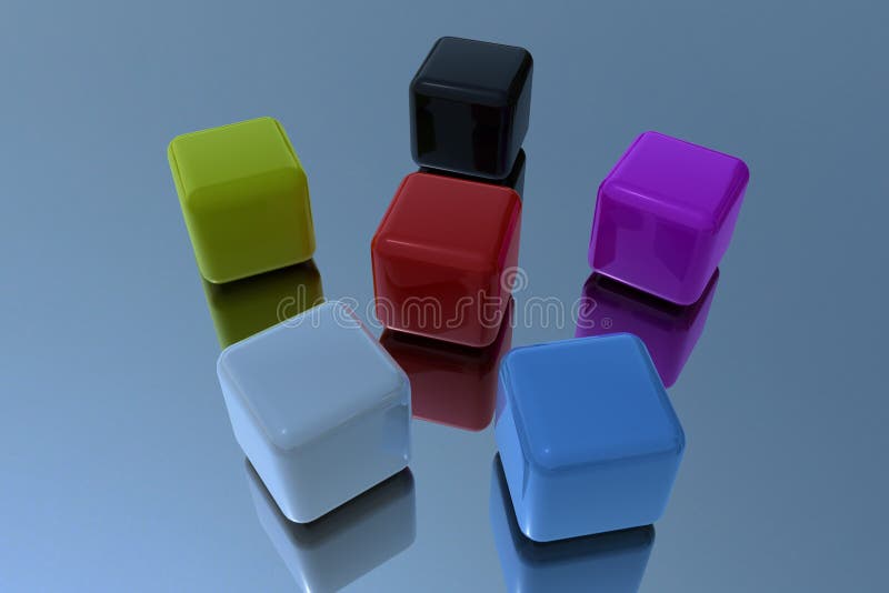 Color cubes in 3D vector illustration