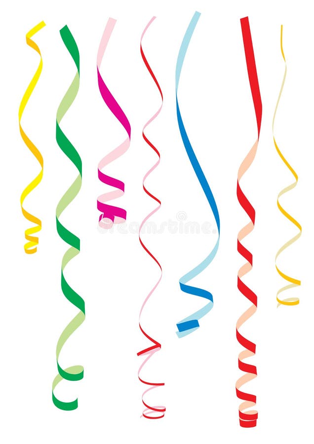 Red curling party ribbons Royalty Free Vector Image