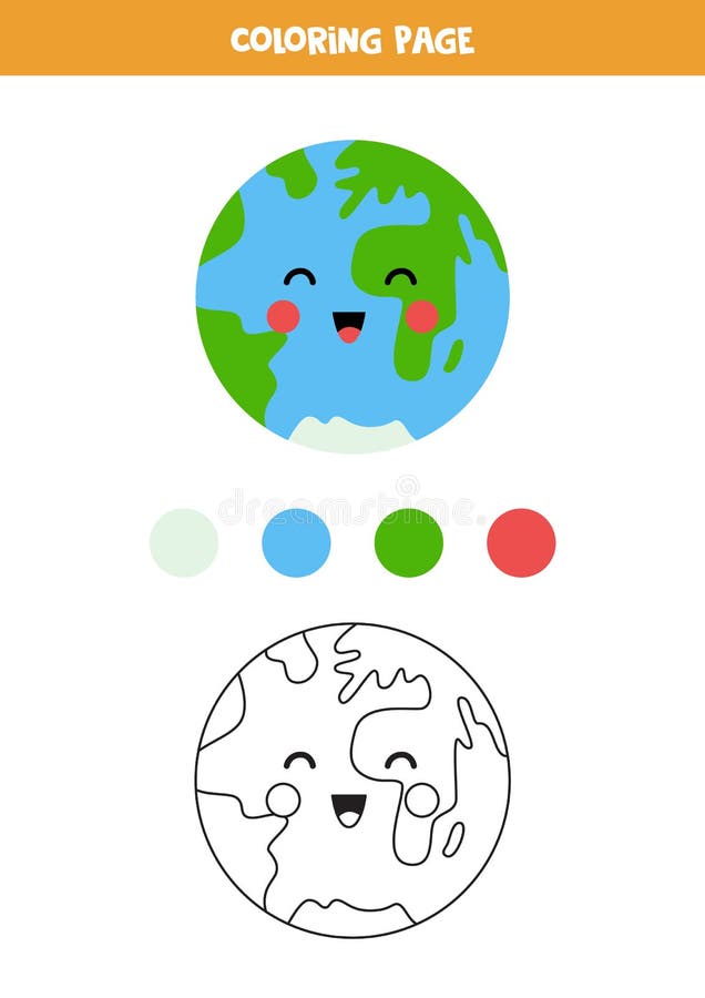 color-cute-cartoon-planet-earth-worksheet-for-kids-stock-vector-illustration-of-paint-outer