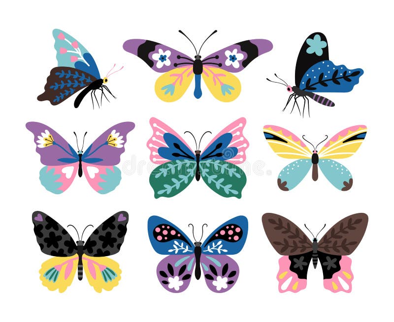 Color drawing butterfly set