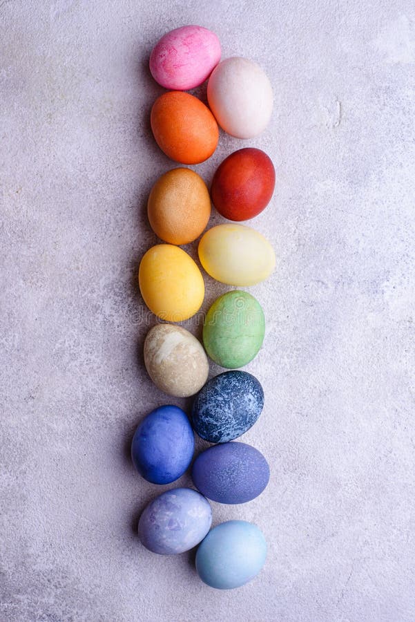 Color Easter Eggs Painted with Organic Dye Stock Image Image of green