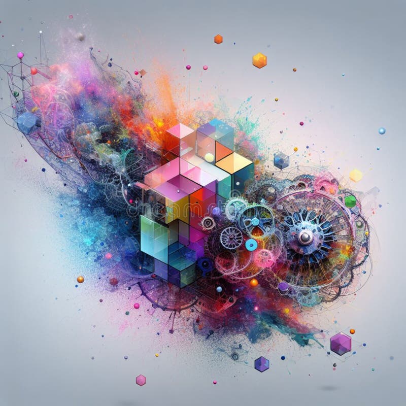 A Color Explosion of Paint Render a Steampunk Geared Poly and Gears