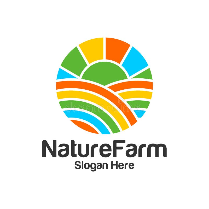 Color Farm Logo Design Template. Farm Logo Concept Vector Stock