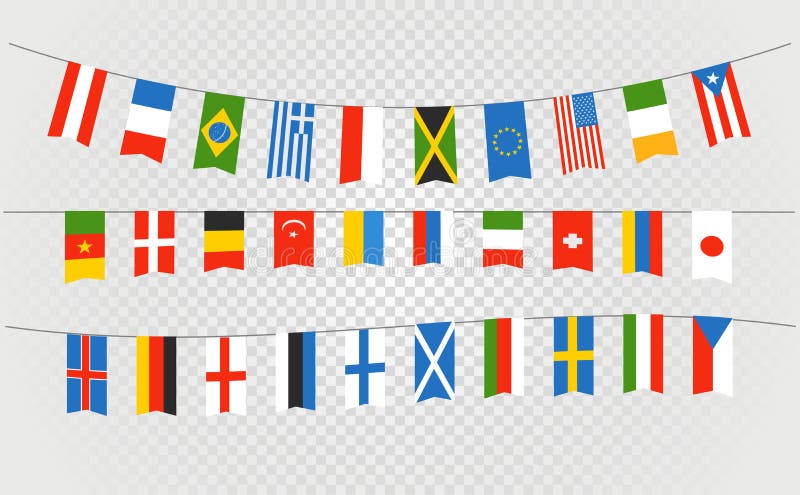 Color Flags of Differemt Countries on Transparent Stock Vector ...