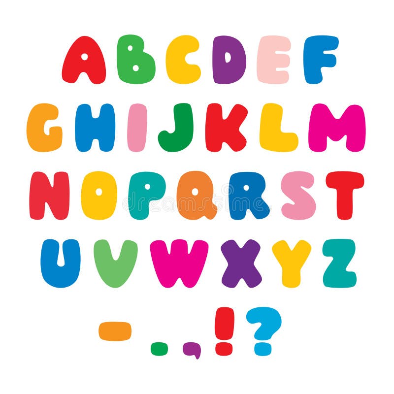 Color Flat Artistic Alphabet Font Stock Vector - Illustration of ...