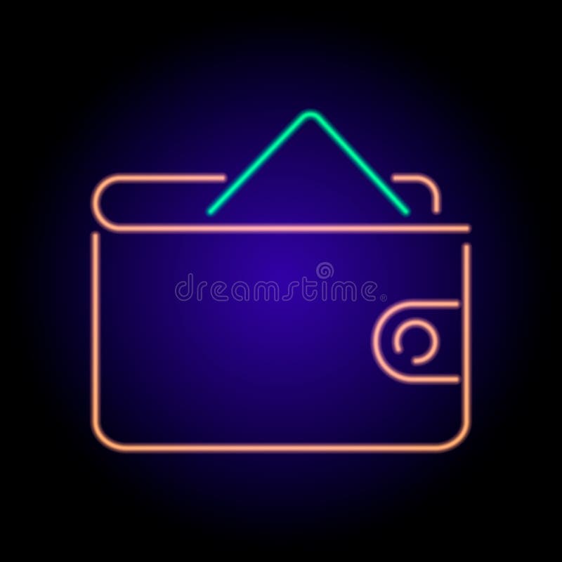 Color Flat Icon Wallet with Money Neon Stock Illustration
