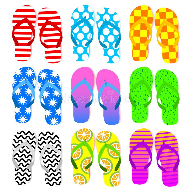 Color Flip-Flops or Thong Sandals Stock Vector - Illustration of icon ...