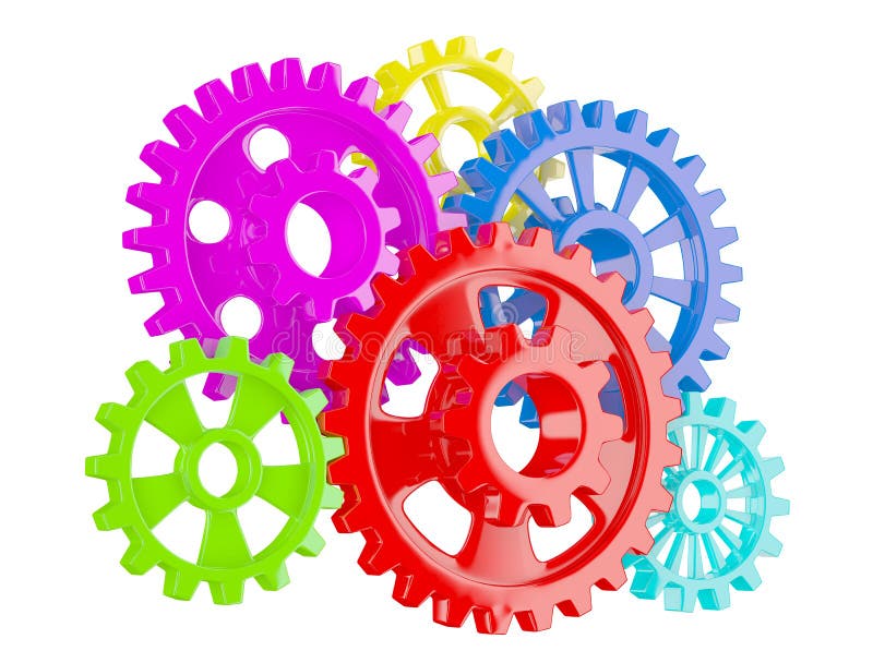 Color gears on white stock illustration. Illustration of gear - 41051499