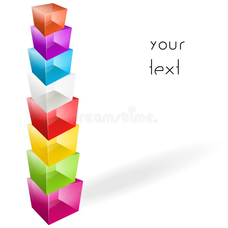 Color glass cubes made a tower vector illustration