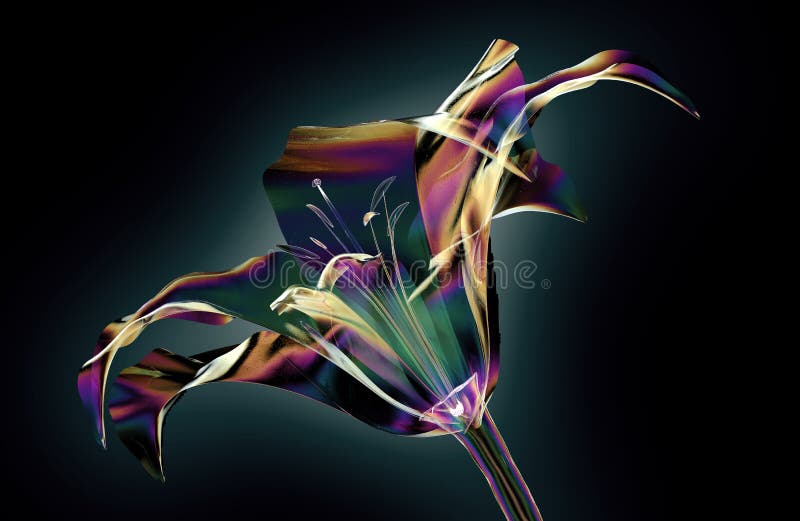Color glass flower isolated on black , the lilly vector illustration