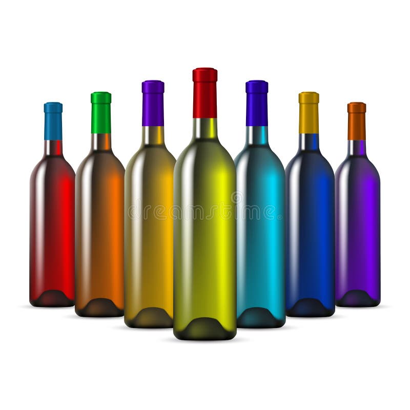 Color Glass Wine Bottles stock illustration