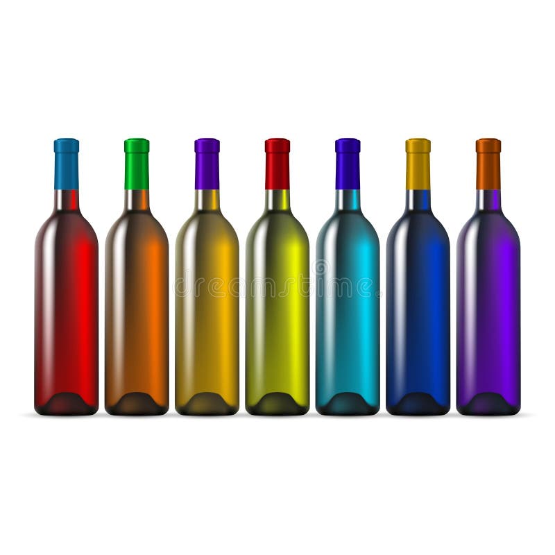 Color Glass Wine Bottles stock illustration