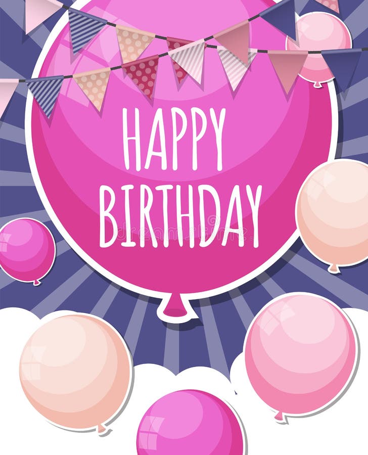 Color Glossy Happy Birthday Balloons Banner Background Vector Il Stock ...