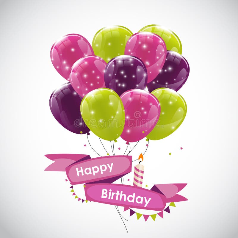 Color Glossy Happy Birthday Balloons Banner Background Vector Il royalty free illustration Color Glossy Happy Birthday Balloons Banner Background Vector Il royalty free illustration