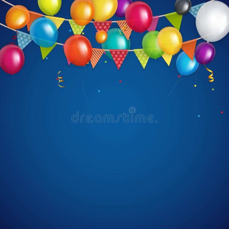 Color Glossy Happy Birthday Balloons Banner Background Vector Illustration  Stock Illustration - Illustration of celebrate, holiday: 161964415