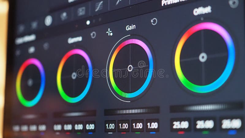 Color grading graph or RGB colour correction indicator on monitor