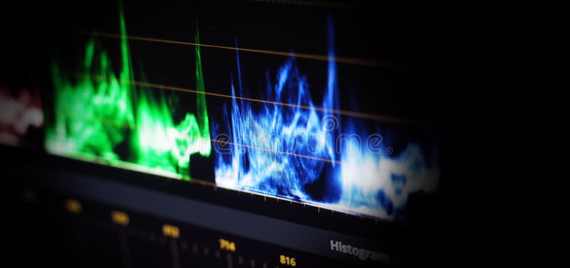 Color grading tools or RGB colour correction indicator on monitor