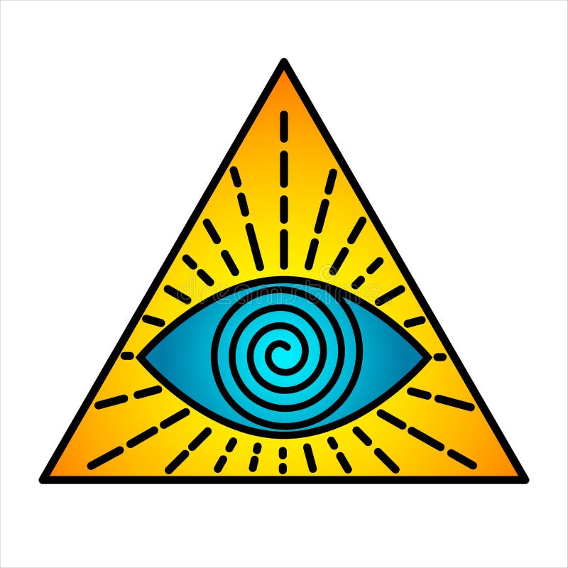 Color Graphic Vector All-seeing Eye. Third Eye in a Triangle with