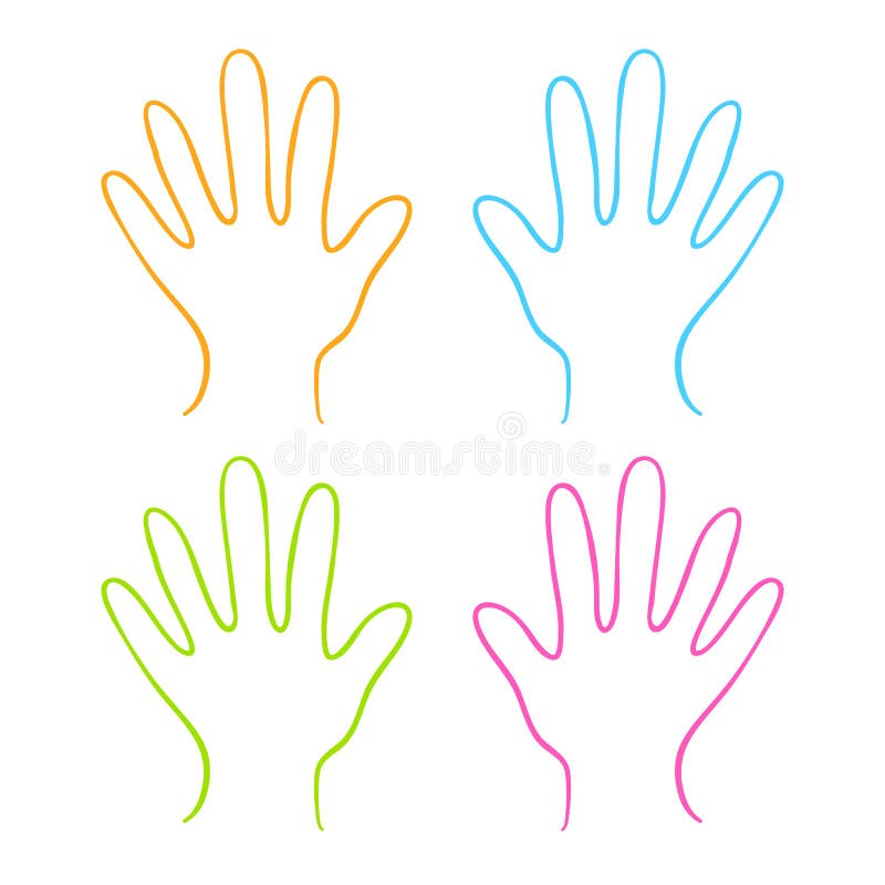 Детская рука шаблон для вырезания Color hands stock vector. Illustration of element, blue - 48711784