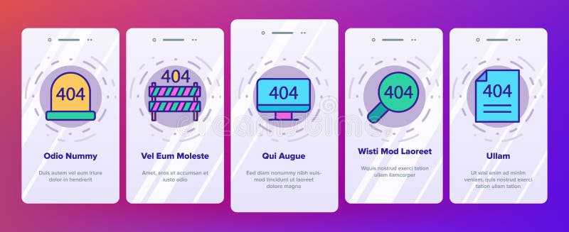 Color 404 HTTP Error Message Vector Onboarding royalty free illustration