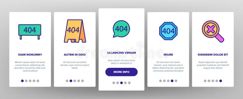 Color 404 HTTP Error Message Vector Onboarding royalty free illustration