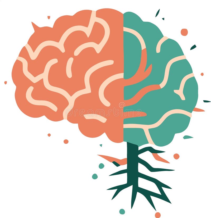 color human brain logo vector illustration
