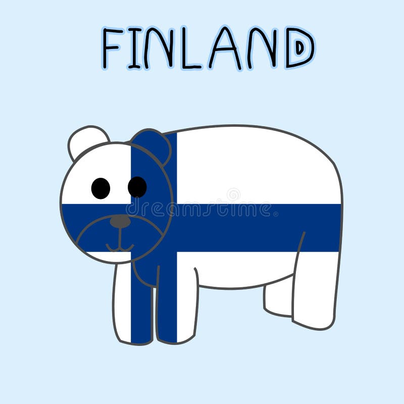 Color Imitation of Finland Flag with Bear, National Animal Stock  Illustration - Illustration of europe, concept: 101721880