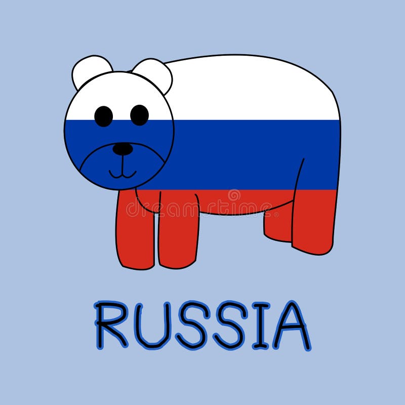Color Imitation of Russia Flag with Bear, National Animal Stock  Illustration - Illustration of black, carnivora: 103254541