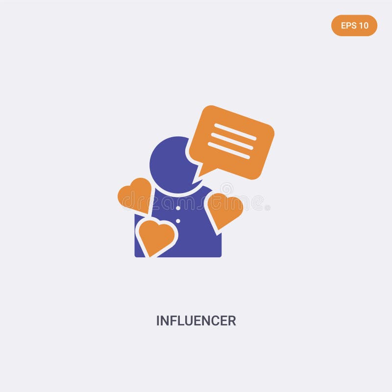 2 color Influencer concept vector icon. isolated two color Influencer vector sign symbol designed with blue and orange colors can