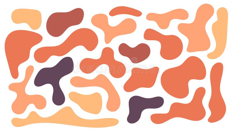Color irregular blob, set of abstract organic shapes. Abstract irregular random blobs. Simple liquid amorphous splodge
