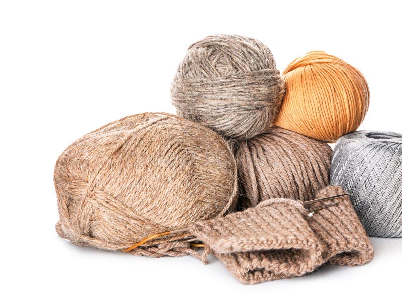 Color Knitting Yarn on White Background Stock Image Image of clew